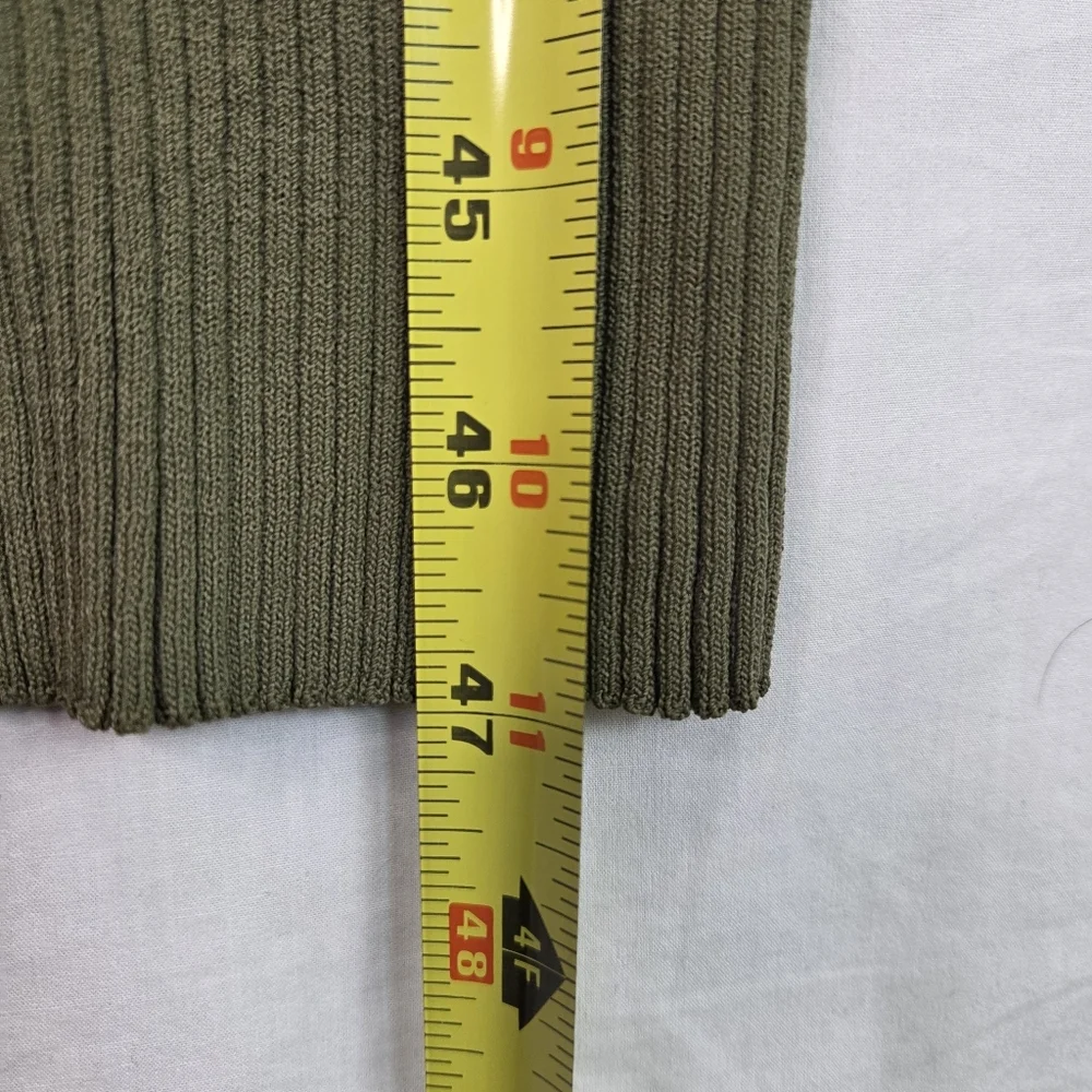 STAUD Ribbed Two Tone Green Midi Dress S Button Front Stretch Viscose Fitted - Picture 10 of 12